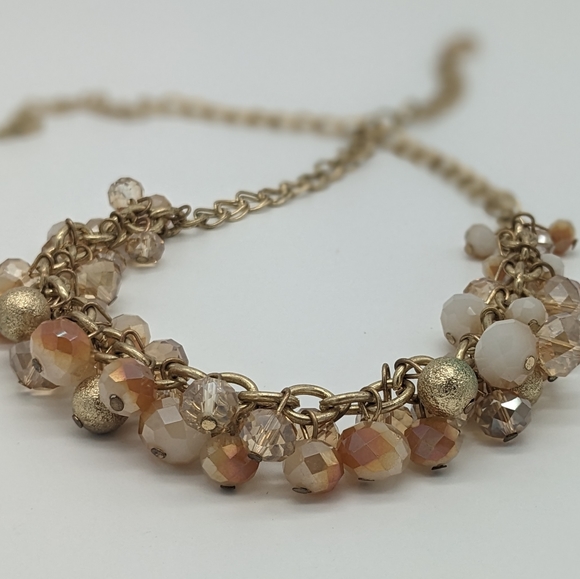 Vintage The Loft antique gold tone chains and an iridescent smoky oran cut glass - Picture 5 of 6